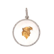 Edwardian 18k/Platinum Diamond Hermes-Motif Disc Pendant