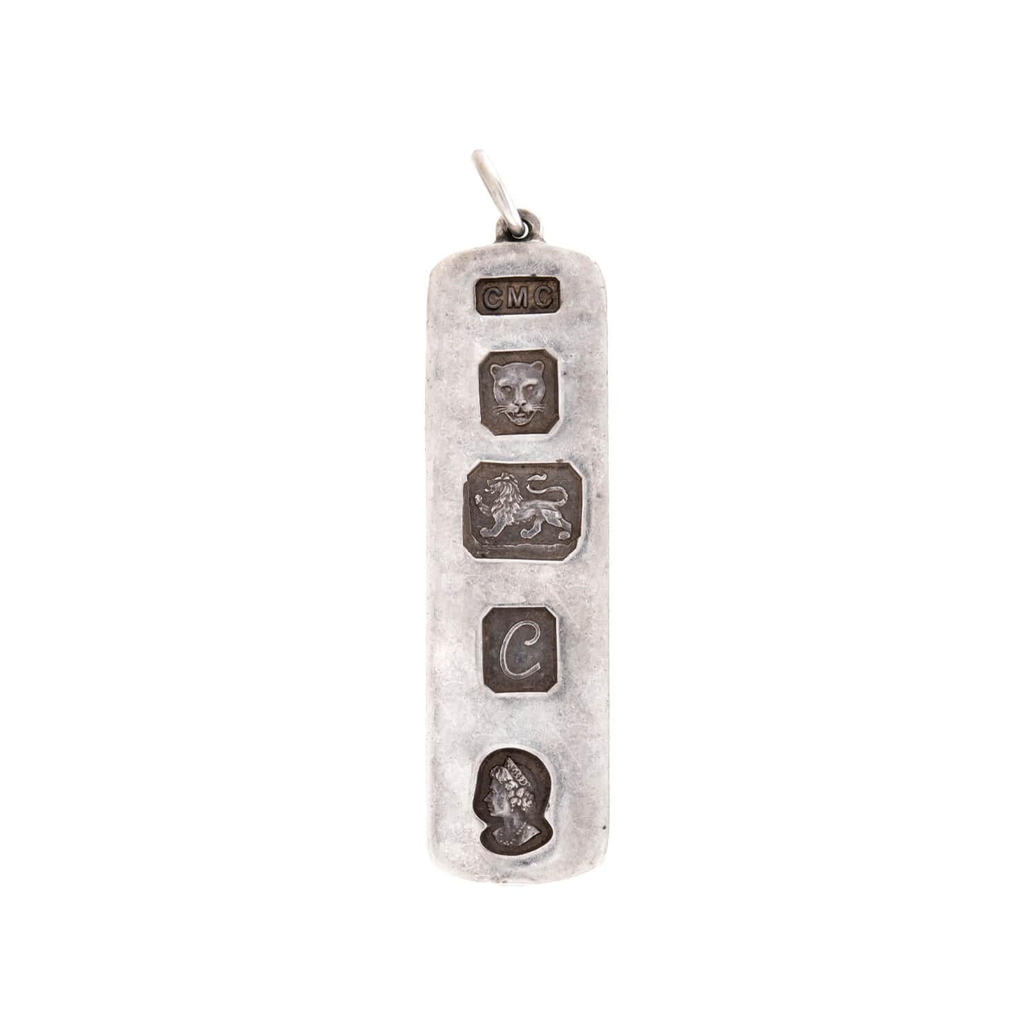 Vintage English Sterling Silver Bullion Bar Pendant