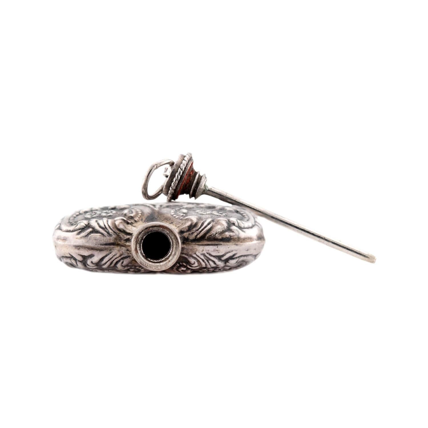 Victorian Sterling Silver Repoussé Perfume Bottle Pendant