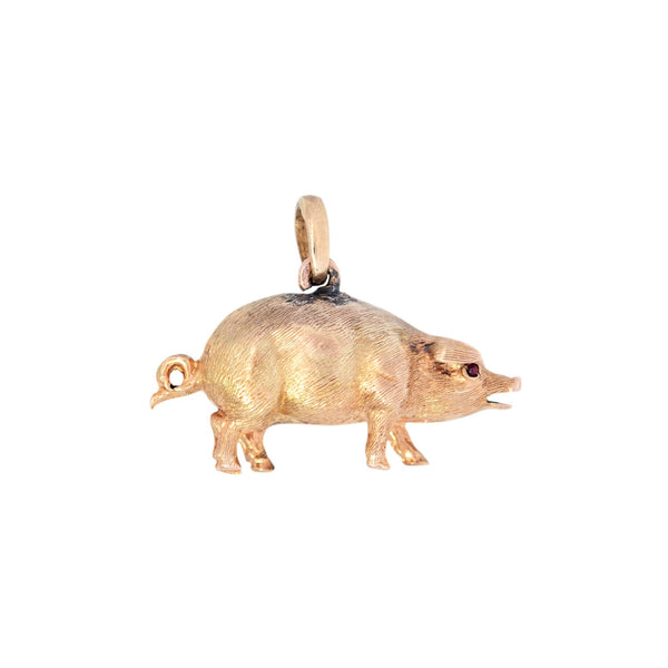 Victorian 15k Gold Pig Charm/Fob