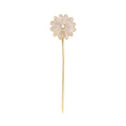 Victorian 14k Diamond & Camphor Glass Flower Stickpin