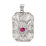 Edwardian Platinum Ruby and Diamond Pendant