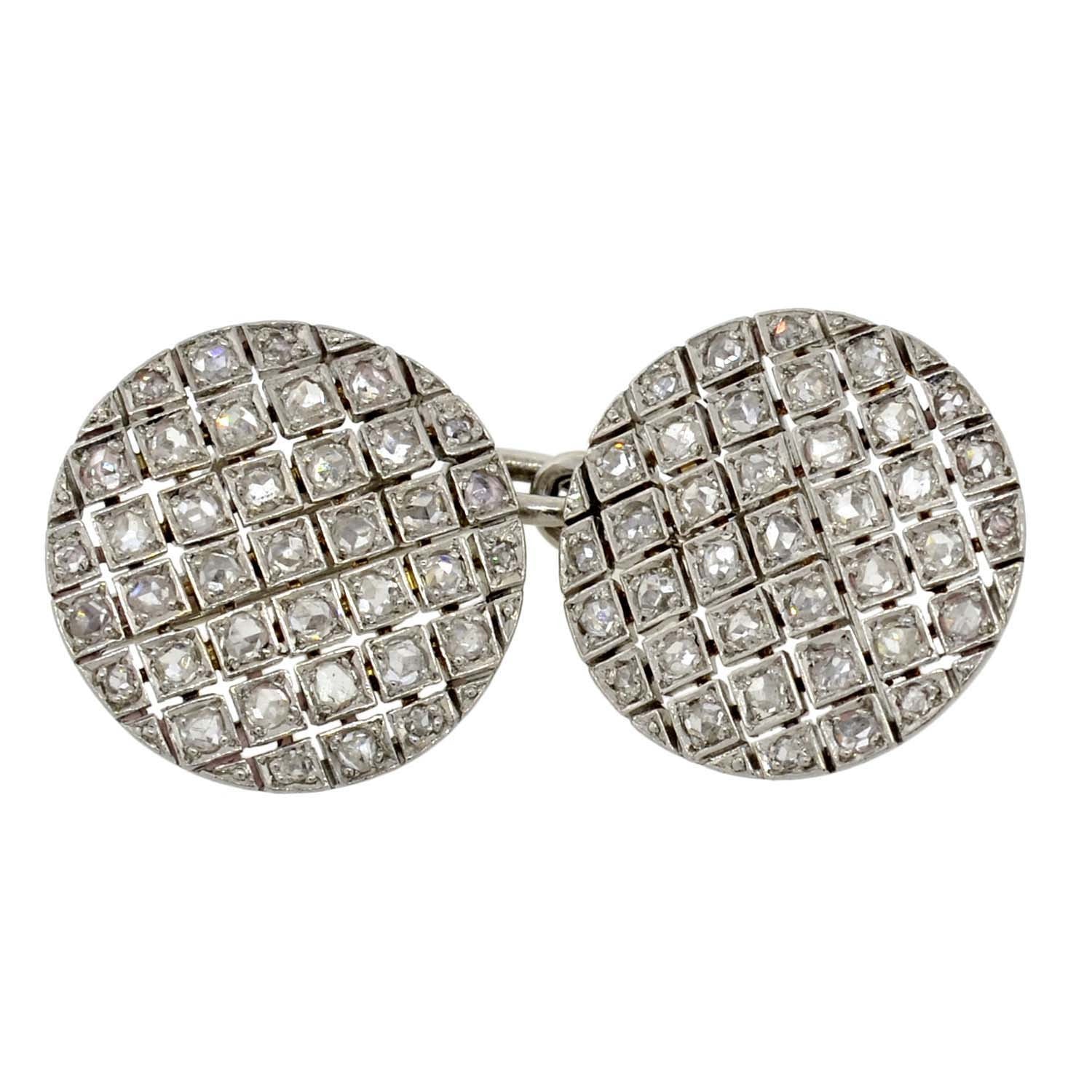 Edwardian Platinum & Rose Cut Diamond Cufflinks