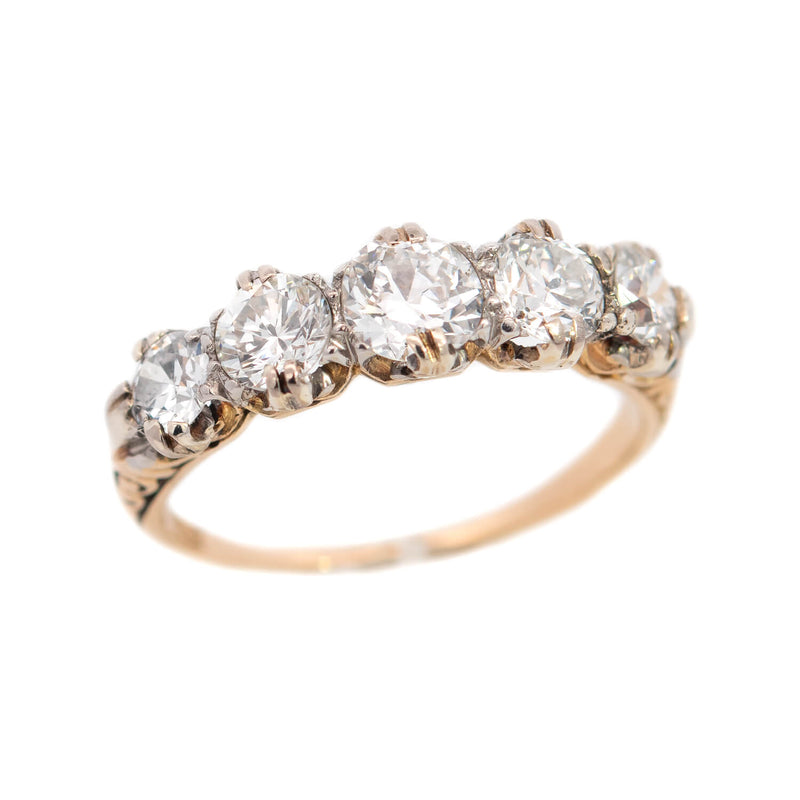 Edwardian 18kt/Platinum 5-Stone Diamond Ring 1.20ctw