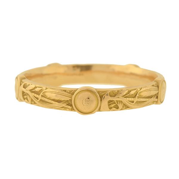 RIKER E.M. GATTLE Art Nouveau 14k Repoussé Tomahawk Bracelet