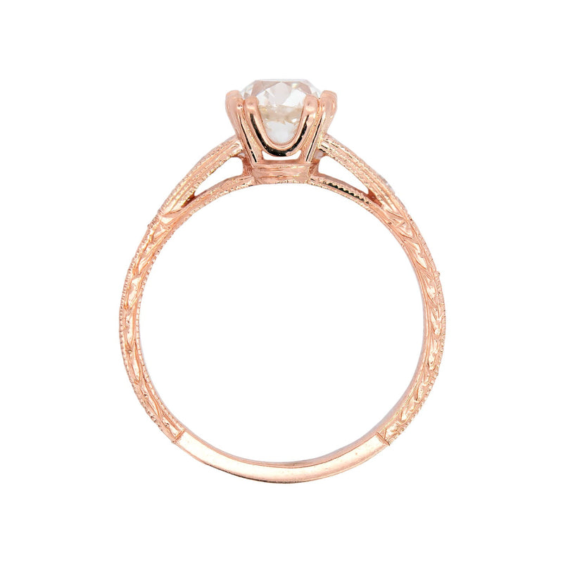 Art Deco 14k Rose Gold Diamond Engagement Ring 1.20ct