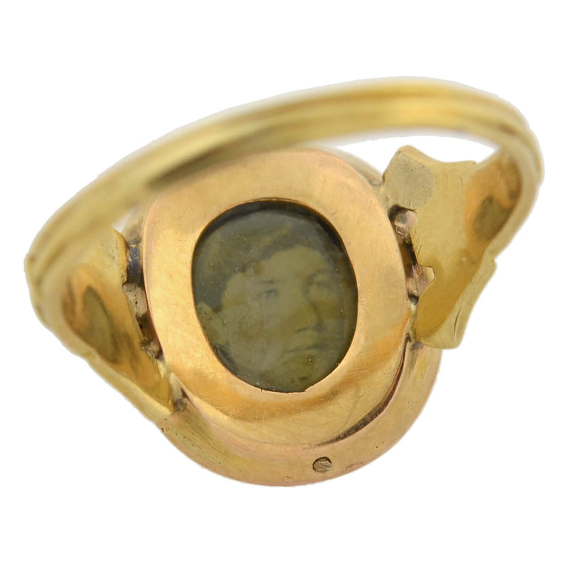Georgian 18kt Enameled Diamond Urn Mourning Locket Ring