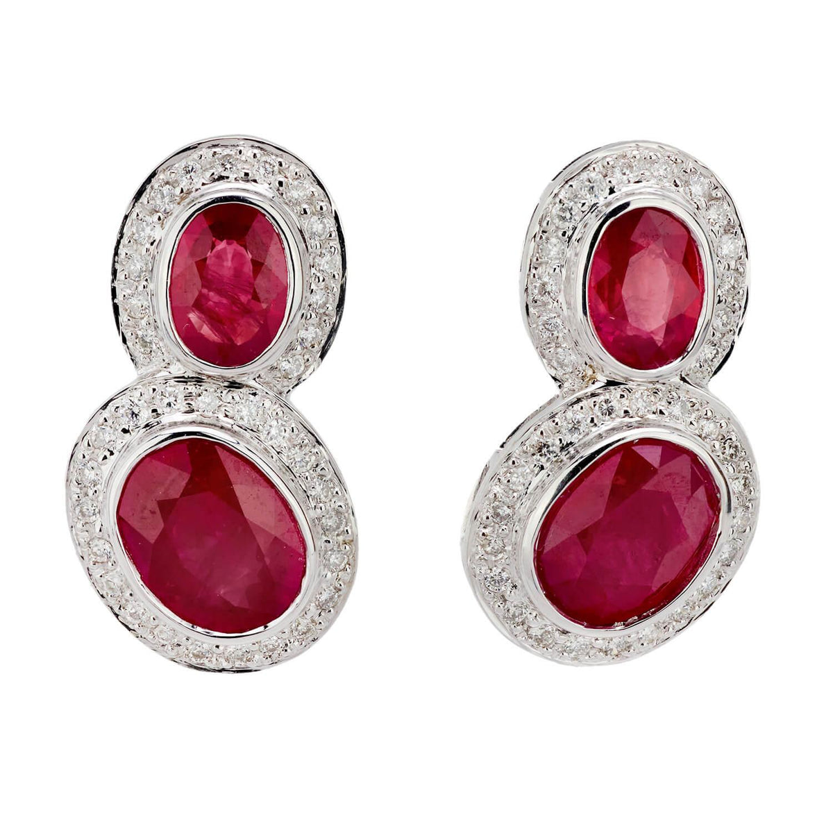 Estate 18k Ruby and Diamond Drop Earrings