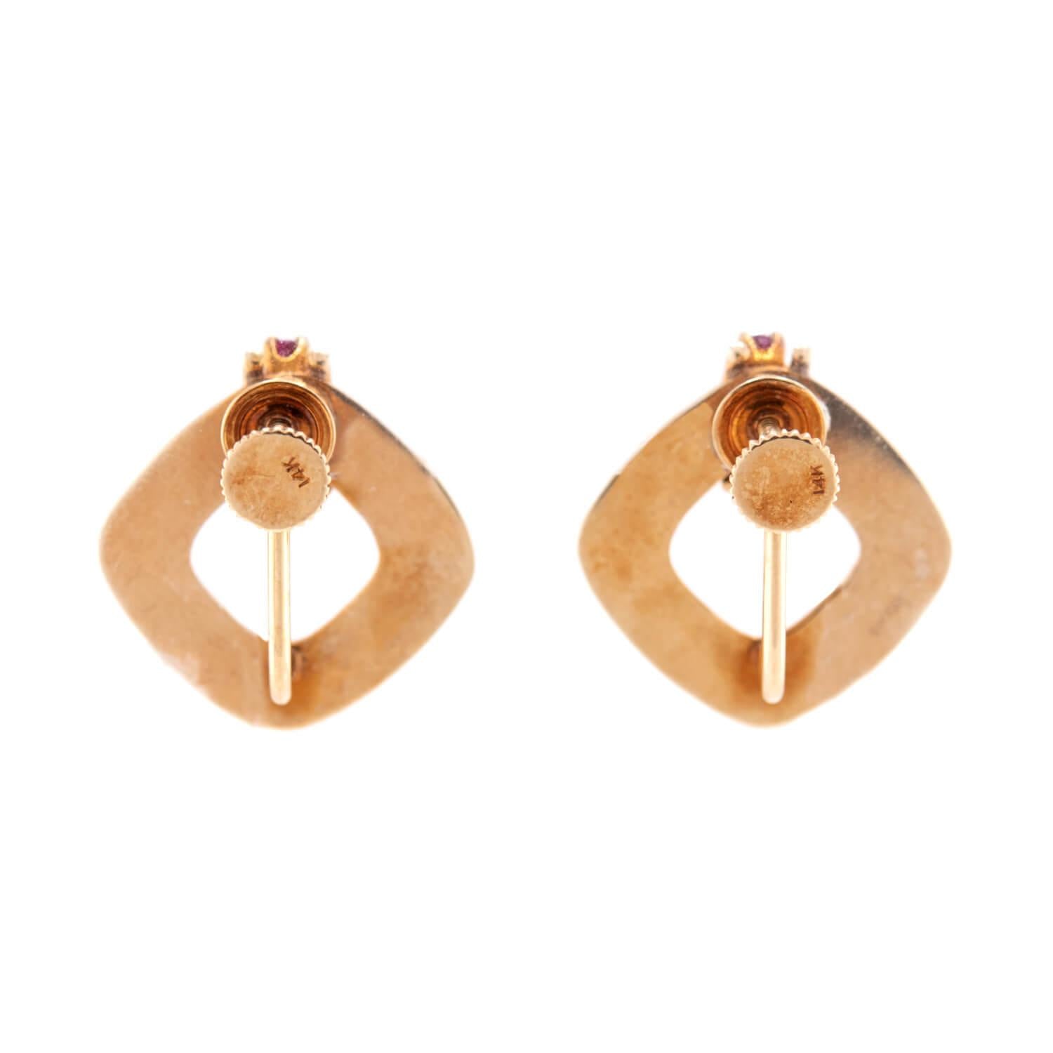 TIFFANY & CO. Retro 14k Ruby Earrings