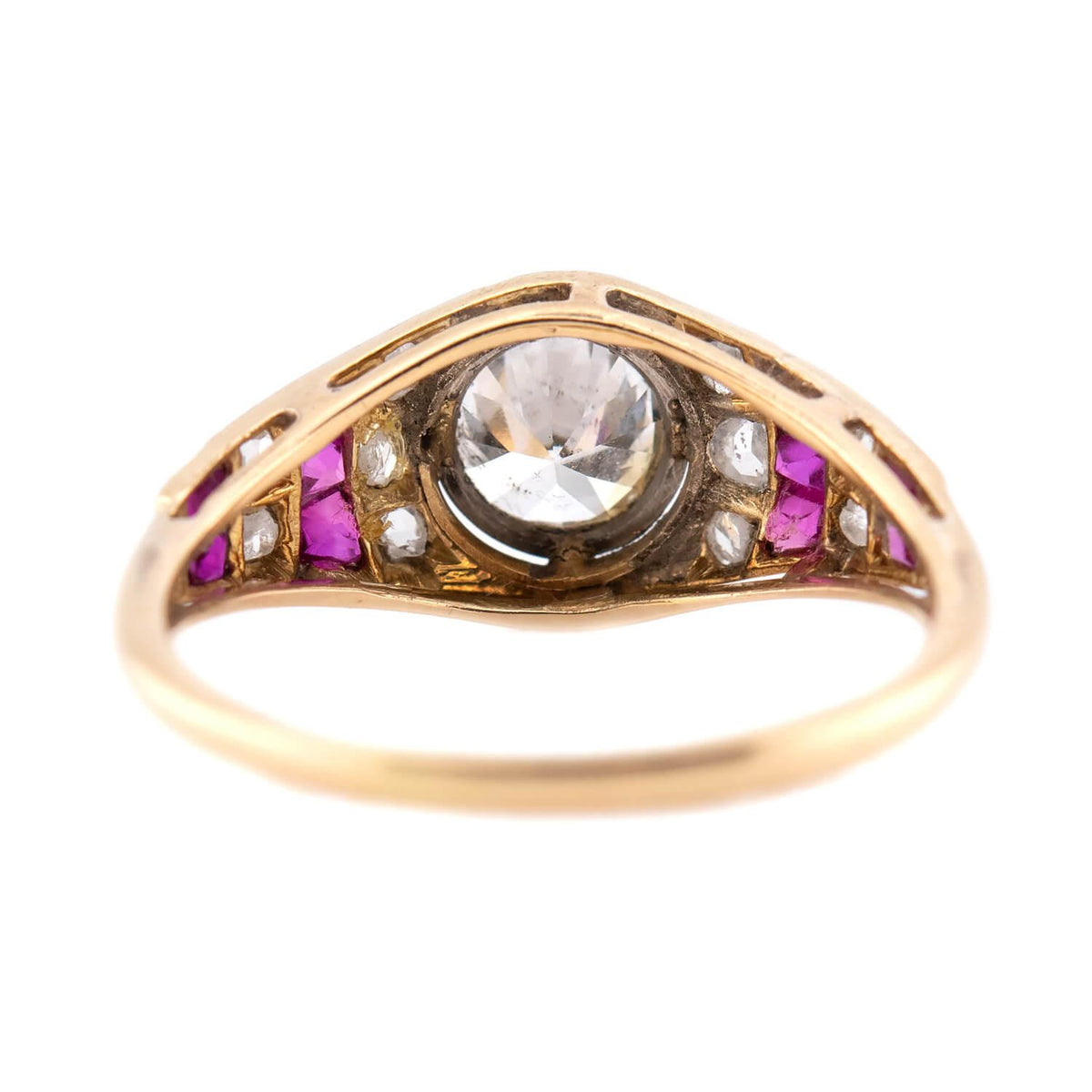 Edwardian 18k/Platinum Ruby & Diamond Engagement Ring .90ct