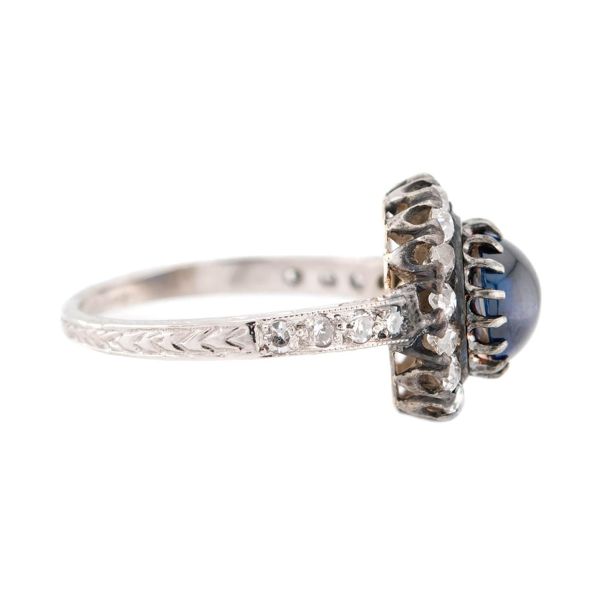 Edwardian 18k/Platinum Sapphire & Diamond Halo Ring