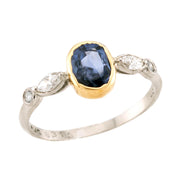 Art Deco 18k/Platinum Sapphire & Diamond Ring
