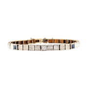 Edwardian 14k/Platinum Sapphire and Diamond Line Bracelet