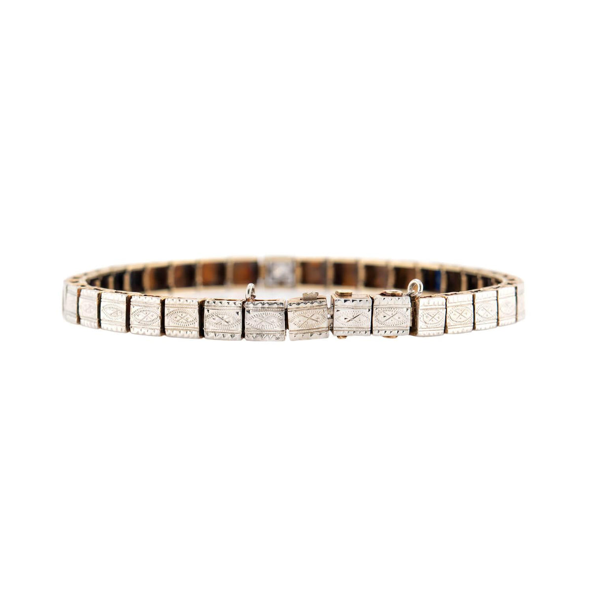 Edwardian 14k/Platinum Sapphire and Diamond Line Bracelet