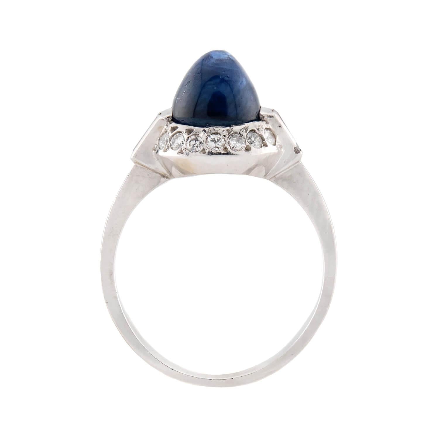 Estate Platinum Sapphire and Diamond Halo Ring