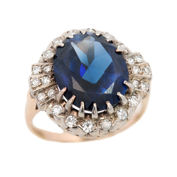 Vintage 14k Sapphire & Diamond Ring 4.50ctw