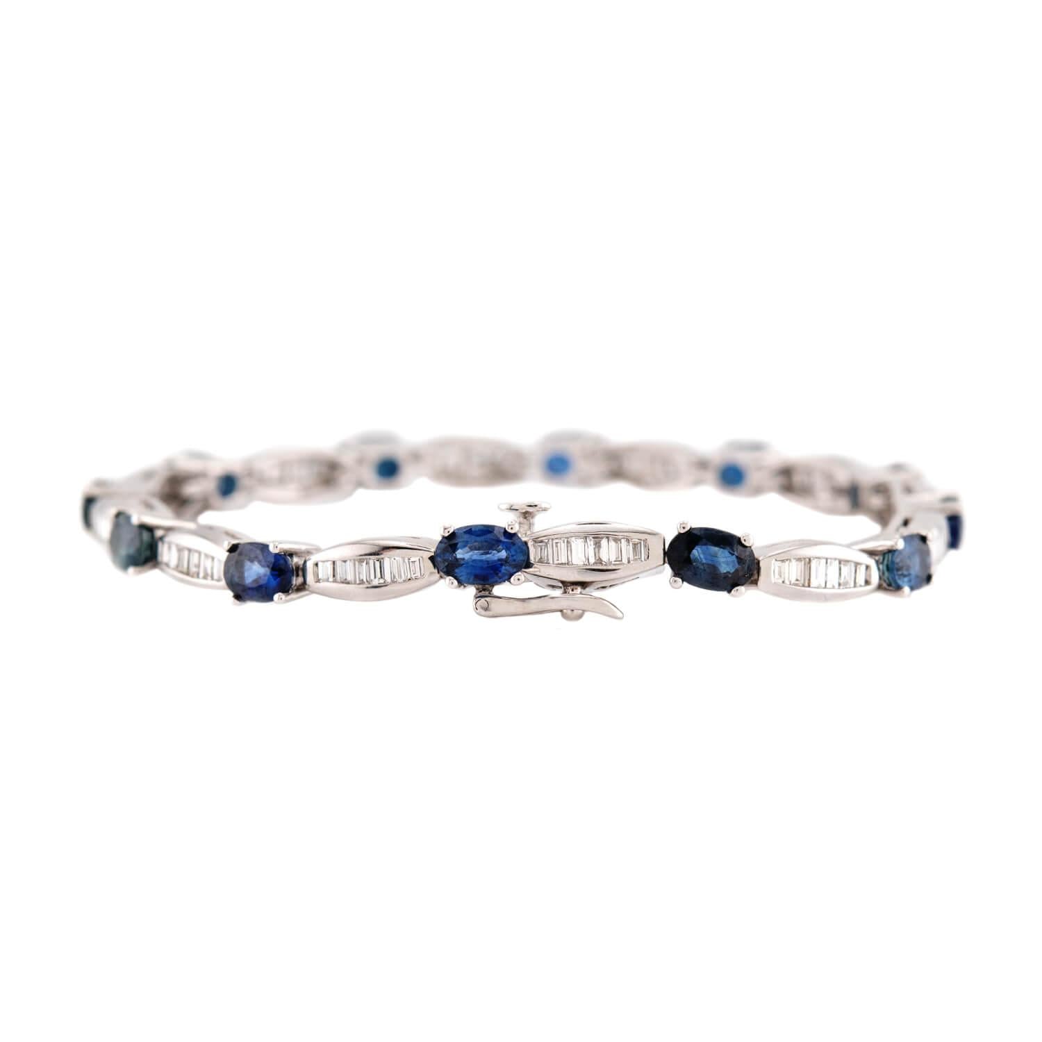 Vintage 14k Sapphire & Diamond Line Bracelet