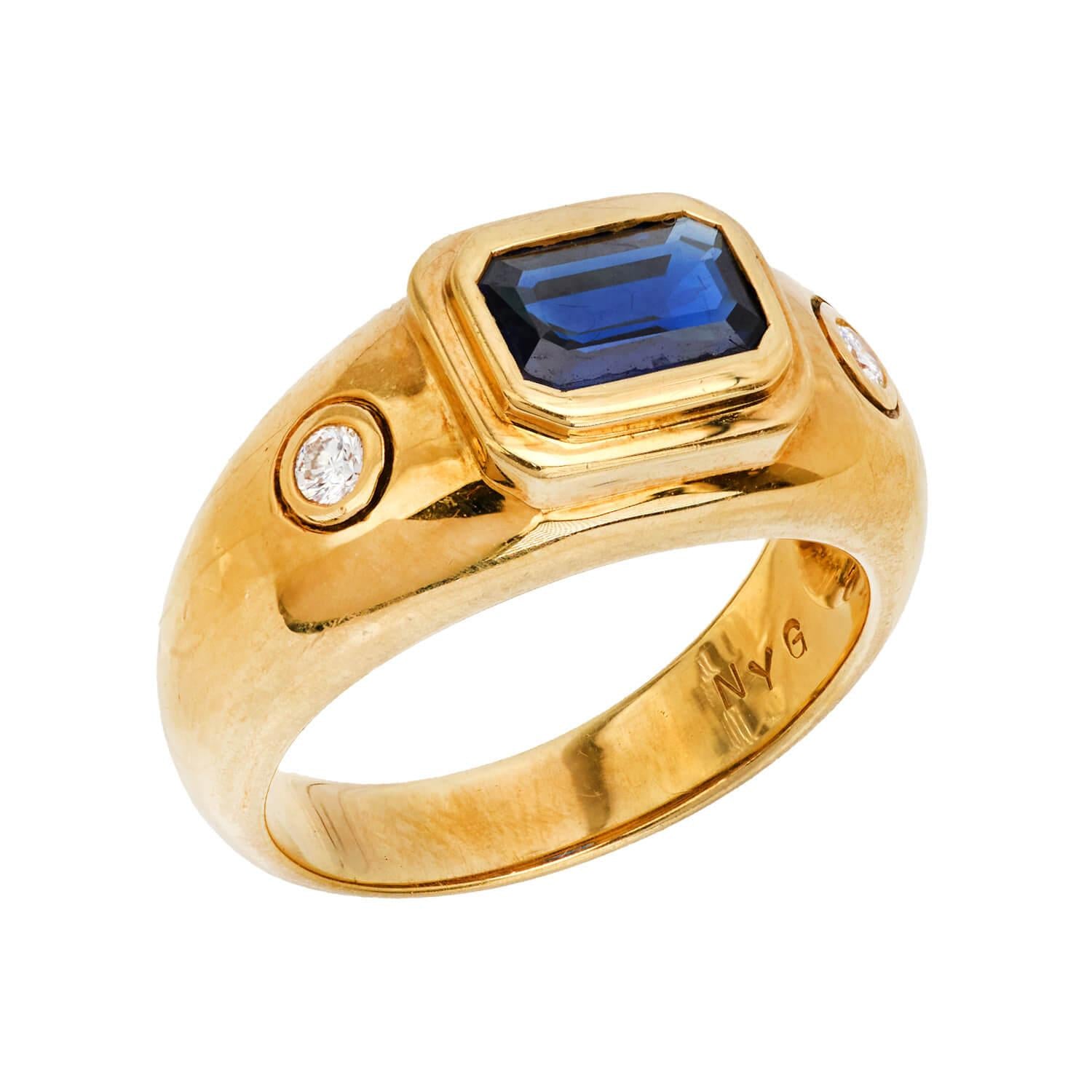 Estate Sapphire and Diamond Three Stone Ring