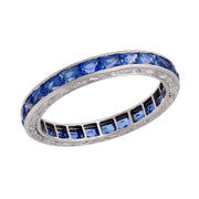 Art Deco Platinum Sapphire Eternity Band