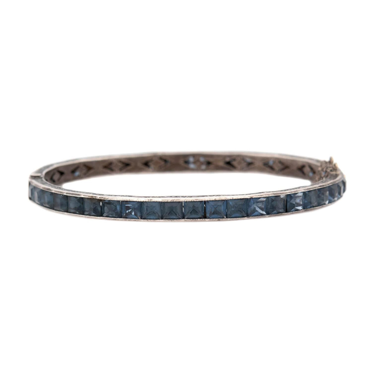 Art Deco Sterling Silver Crystal Bangle