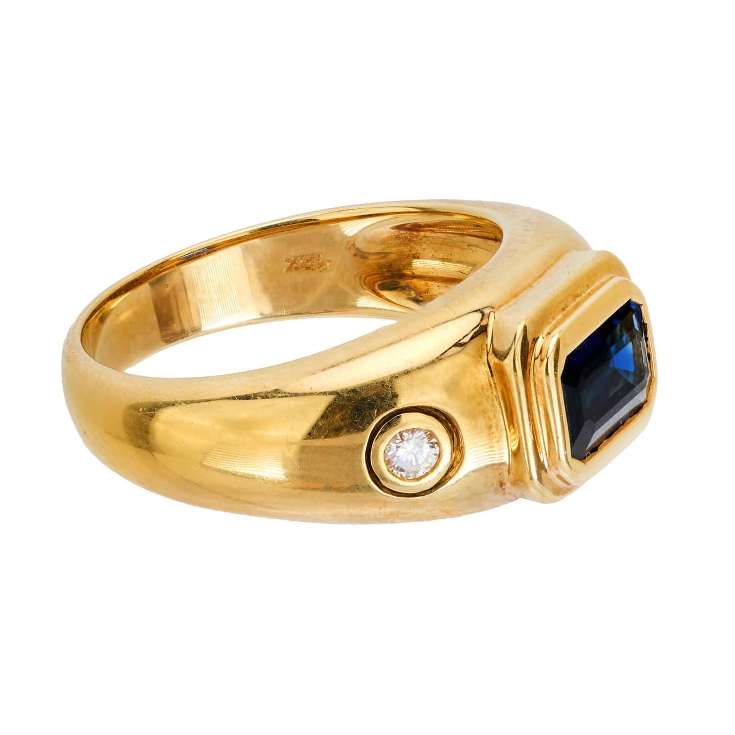 Estate Sapphire and Diamond Three Stone Ring