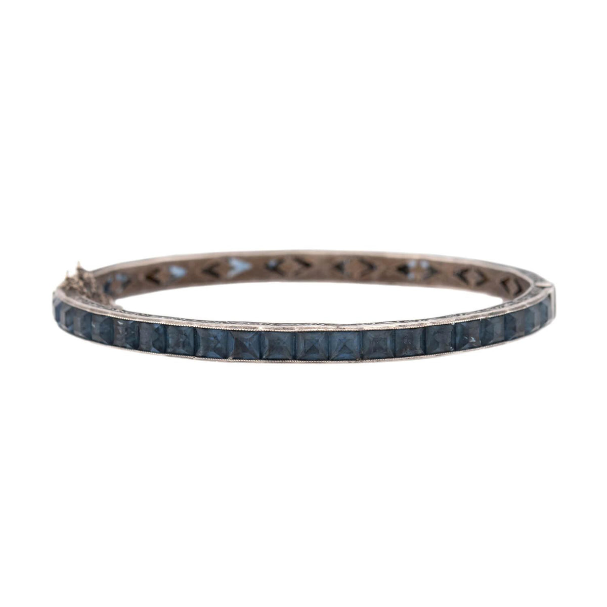 Art Deco Sterling Silver Crystal Bangle