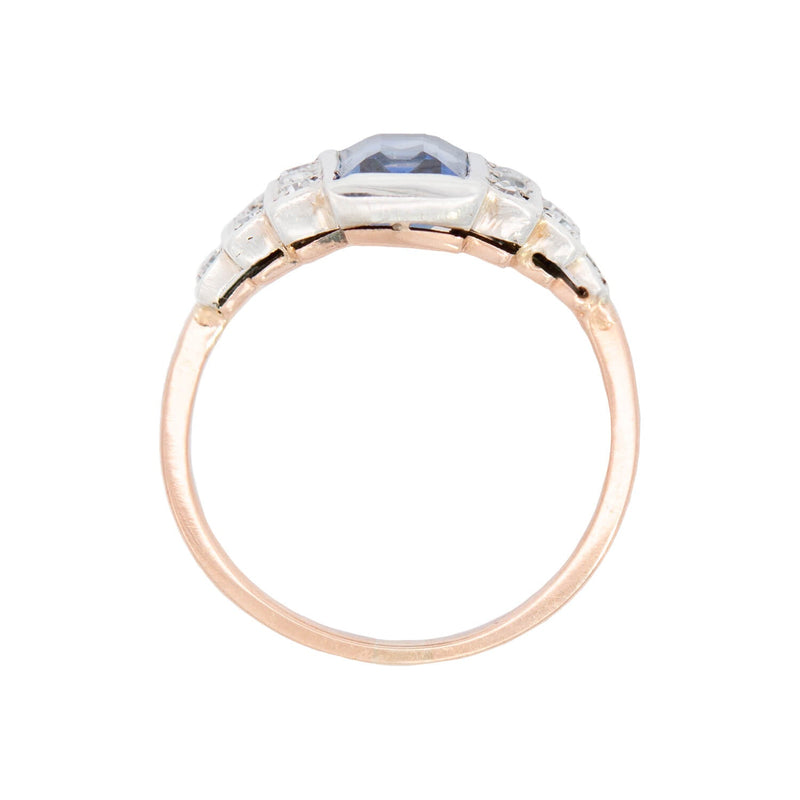 Edwardian 14k/Platinum GIA Ceylon Sapphire & Diamond Ring