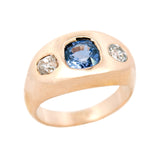 Victorian 14k Sapphire & Diamond Flush Mount Ring 1.30ctw