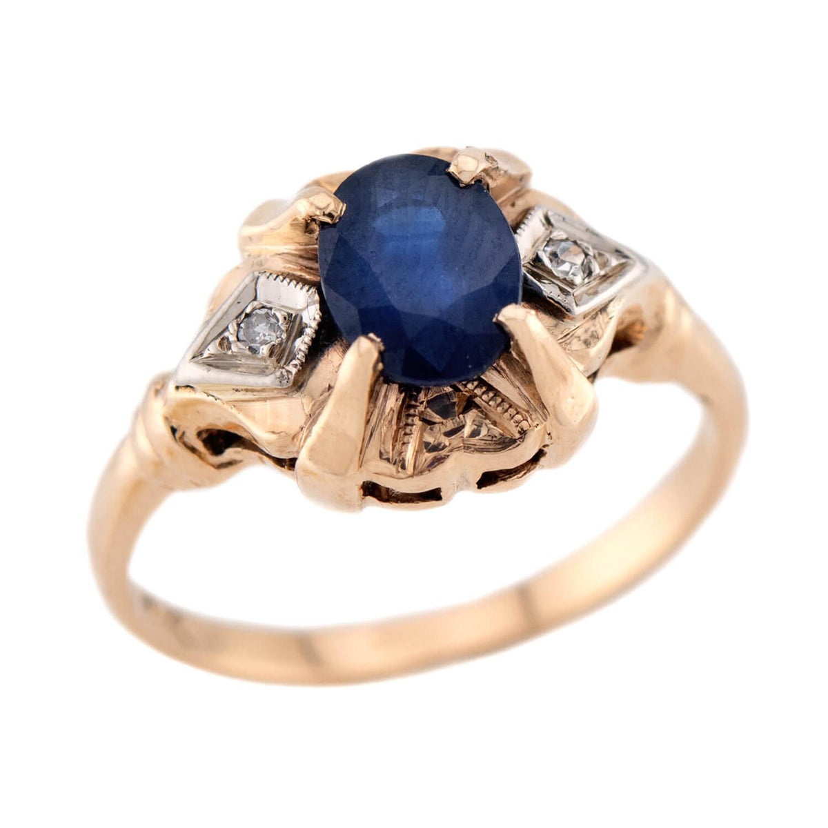 Vintage 14k Sapphire & Diamond Ring