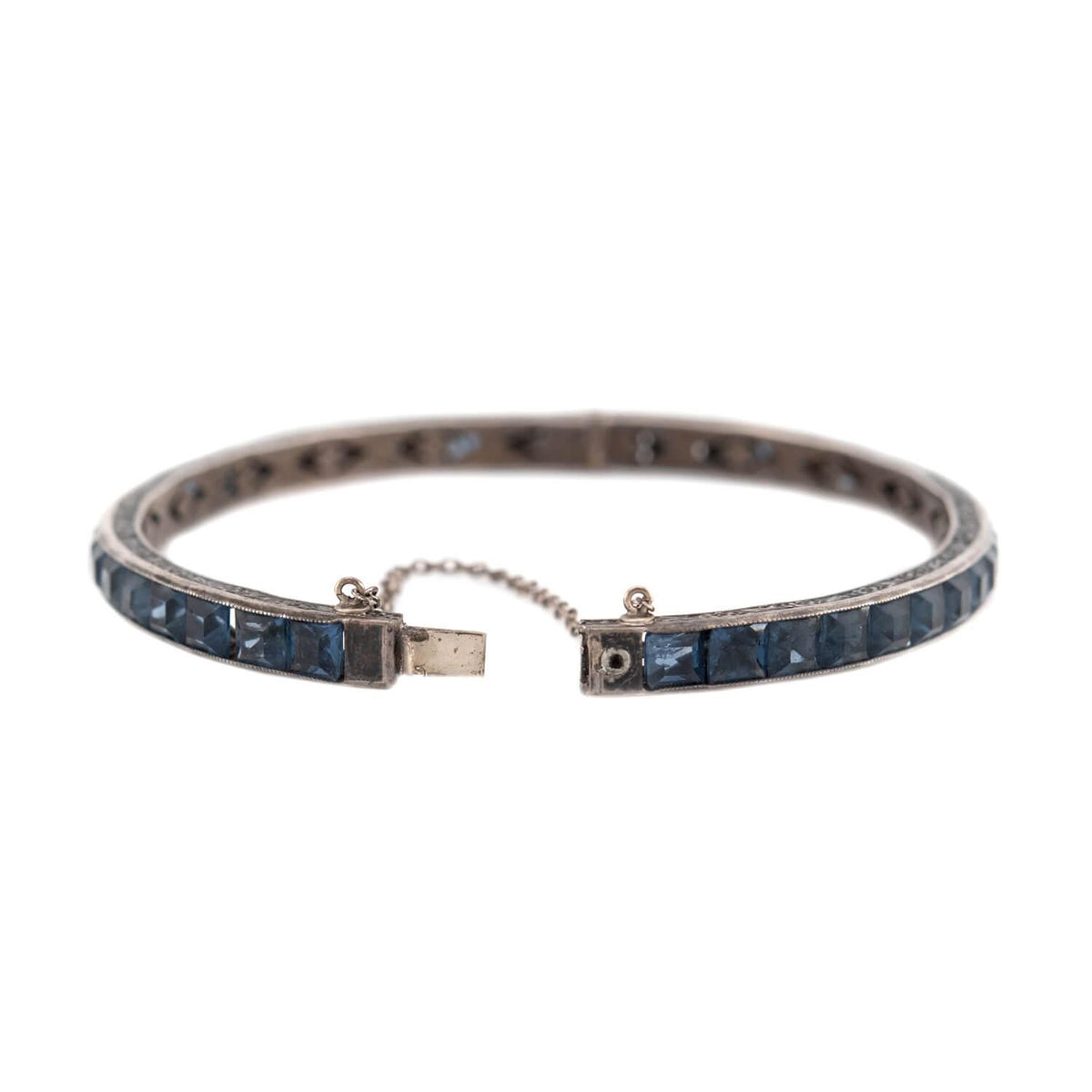 Art Deco Sterling Silver Crystal Bangle
