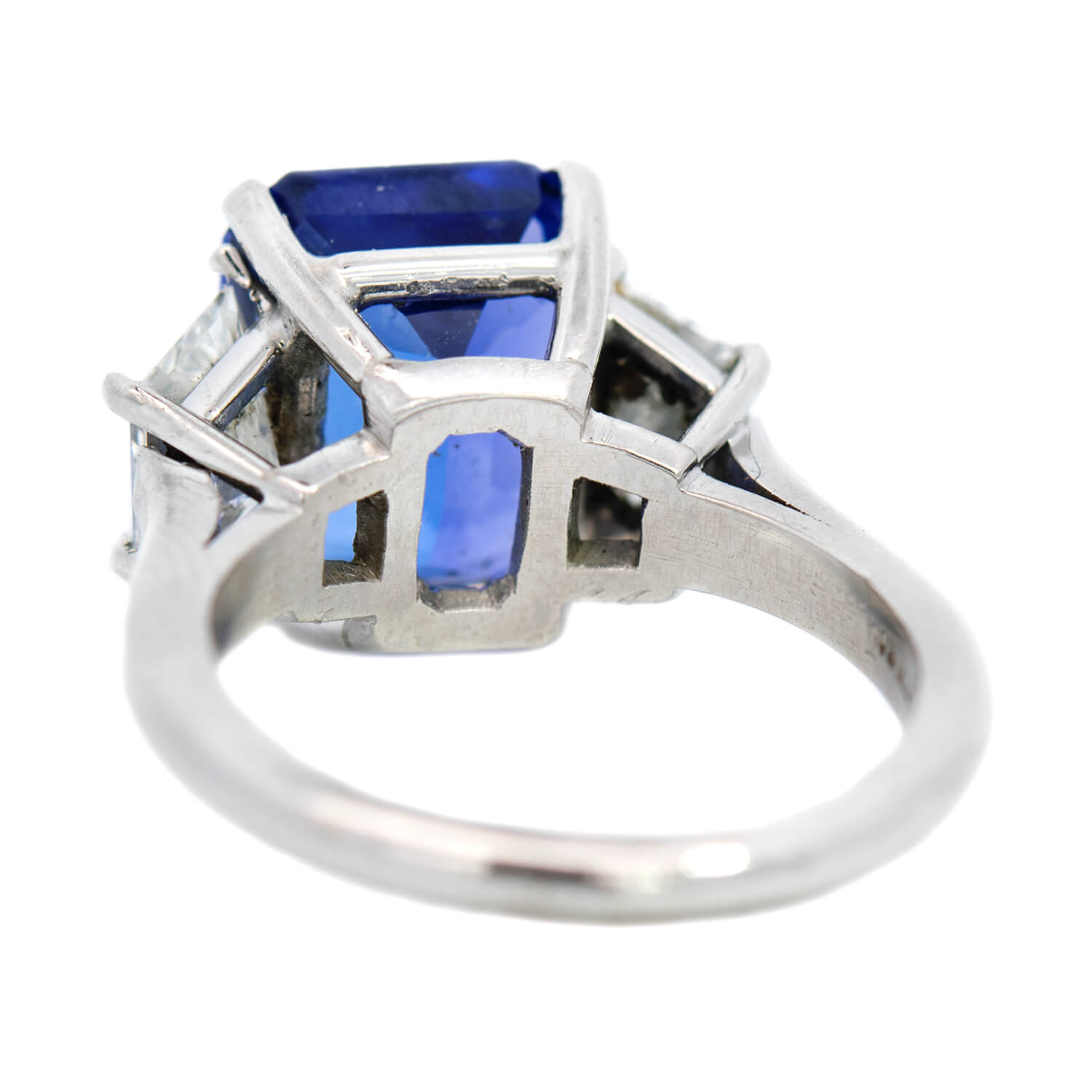 Estate Platinum Emerald Cut Tanzanite + Diamond Ring 6ctw