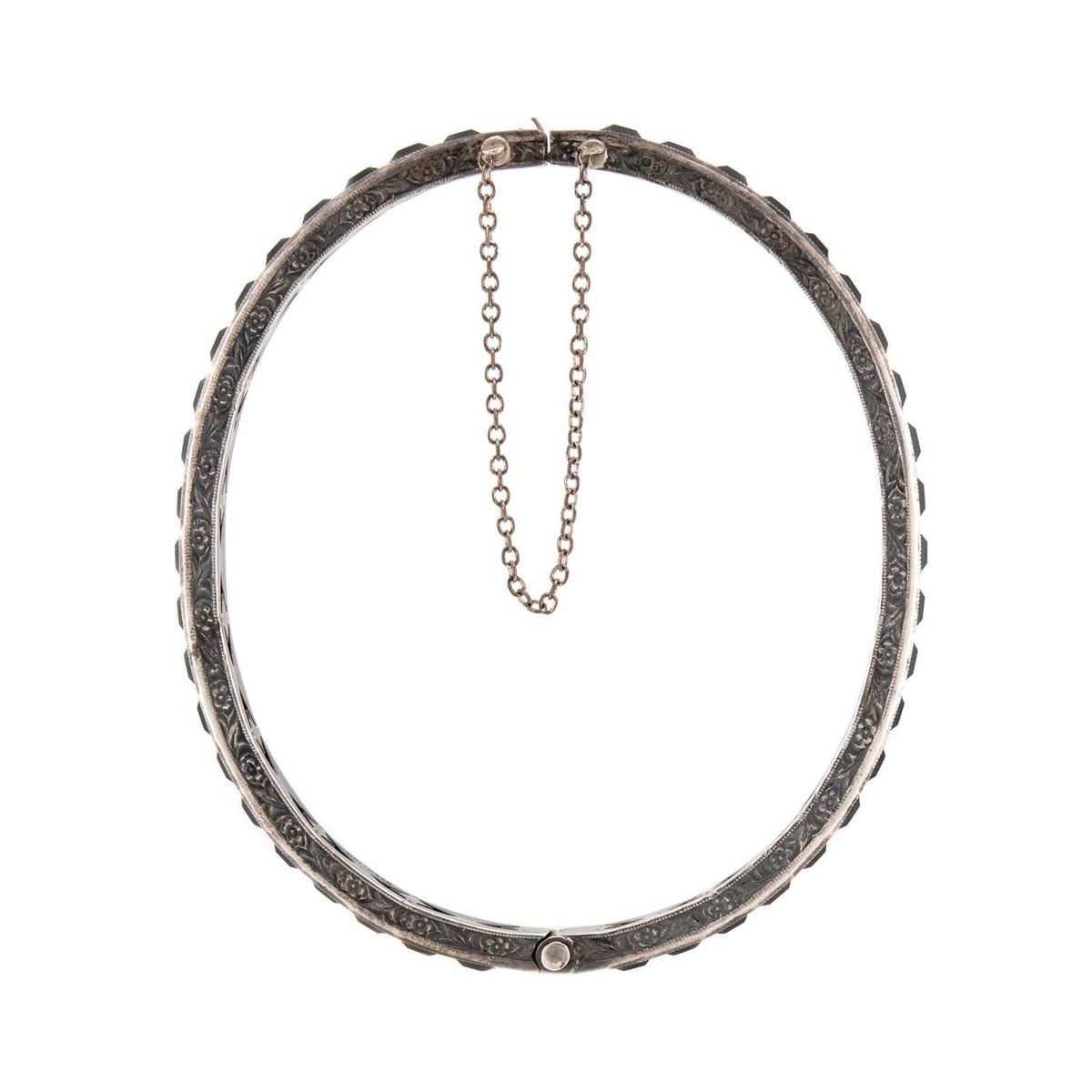 Art Deco Sterling Silver Crystal Bangle