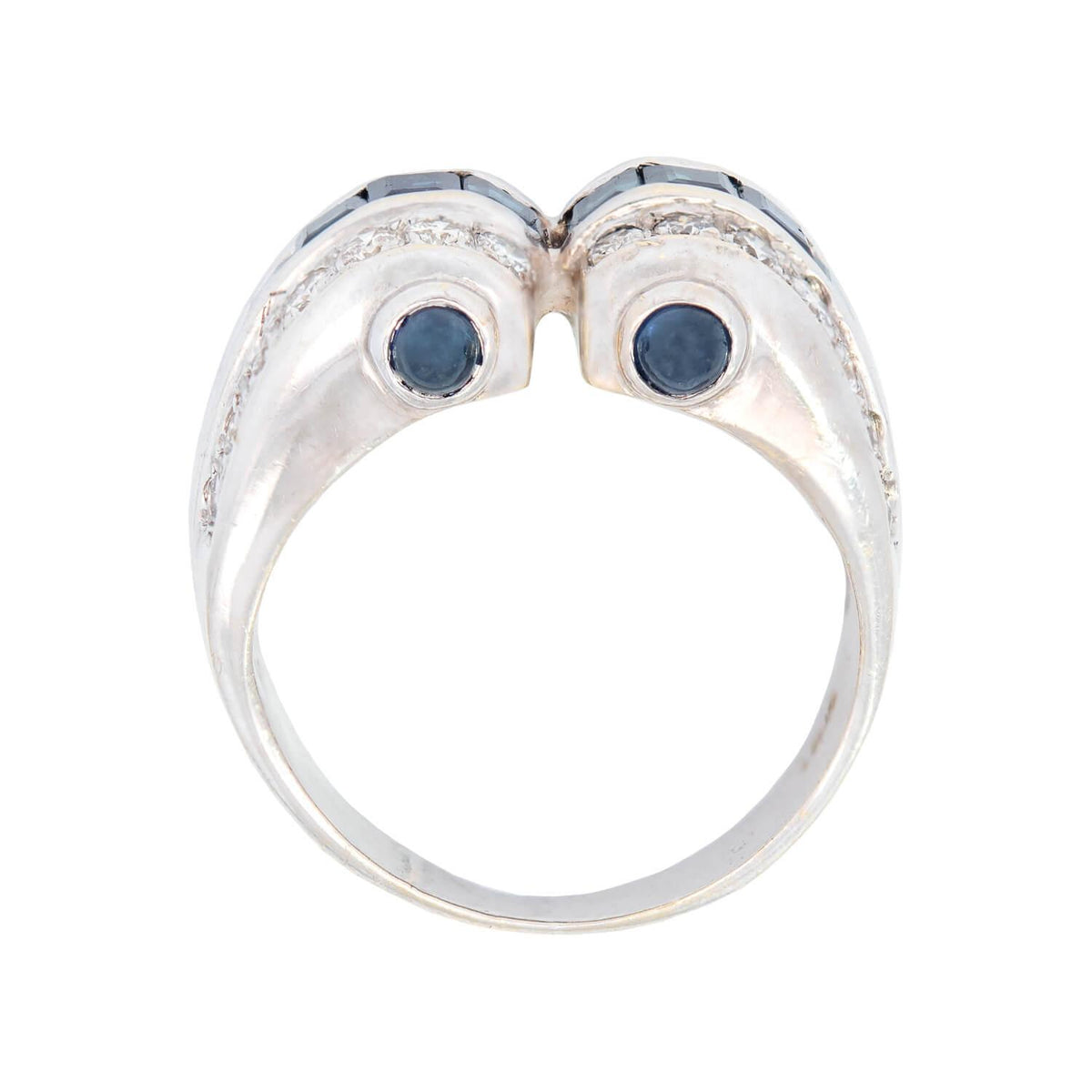 Retro 18k White Gold Diamond and Sapphire Statement Ring