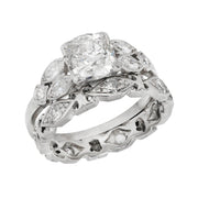 Art Deco Platinum Diamond Engagement Ring and Band Set .75ct