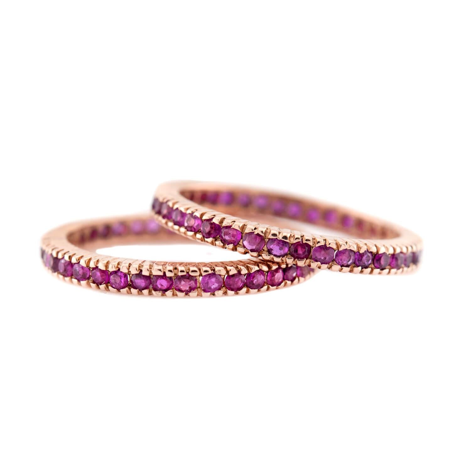 Estate 14k Ruby Eternity Band Set