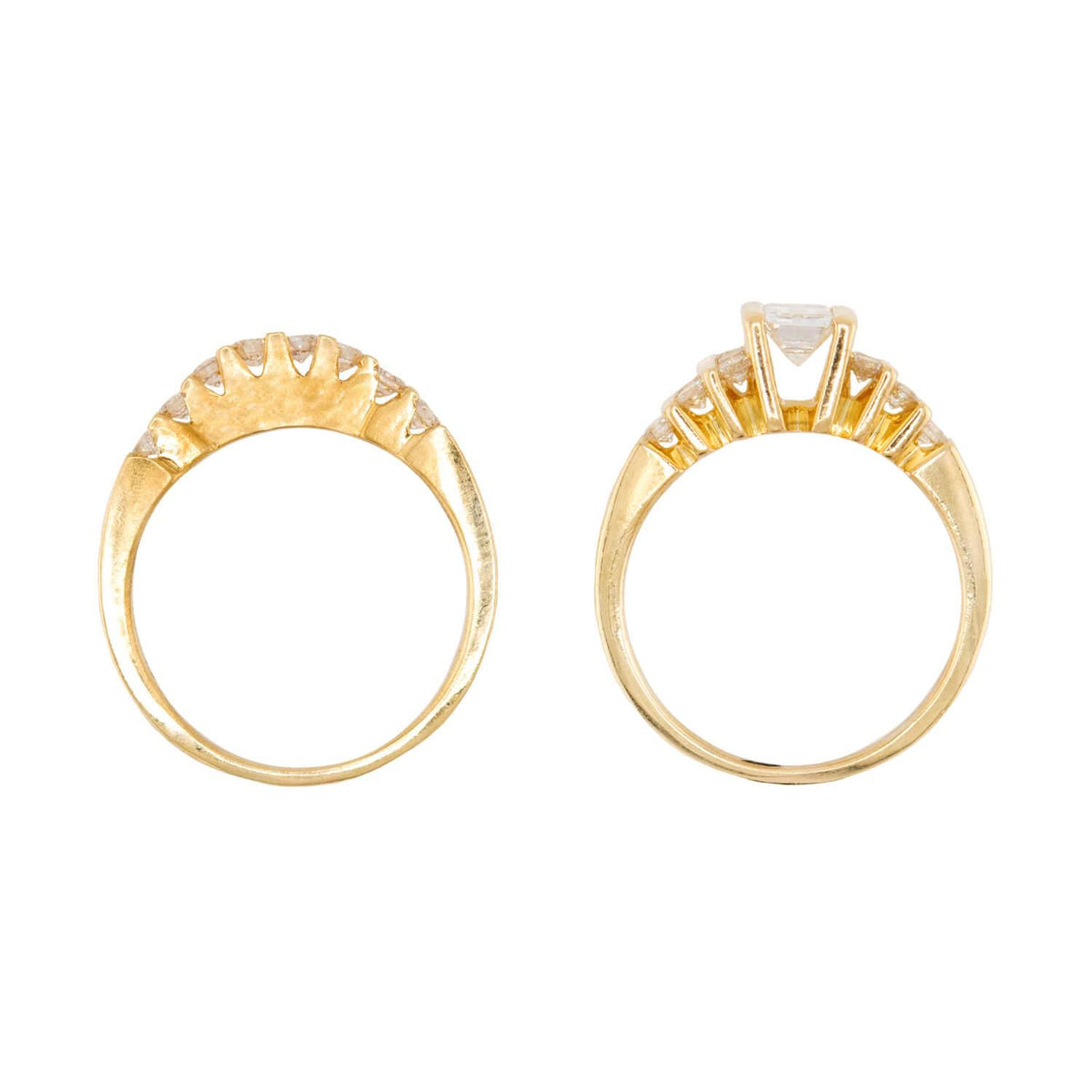 Estate 18k Diamond Engagement Ring Set