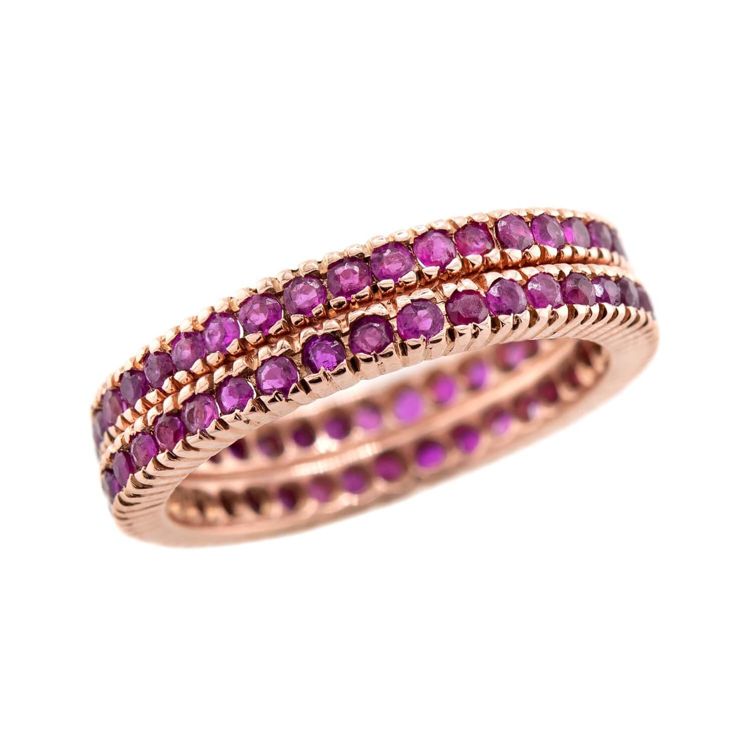 Estate 14k Ruby Eternity Band Set