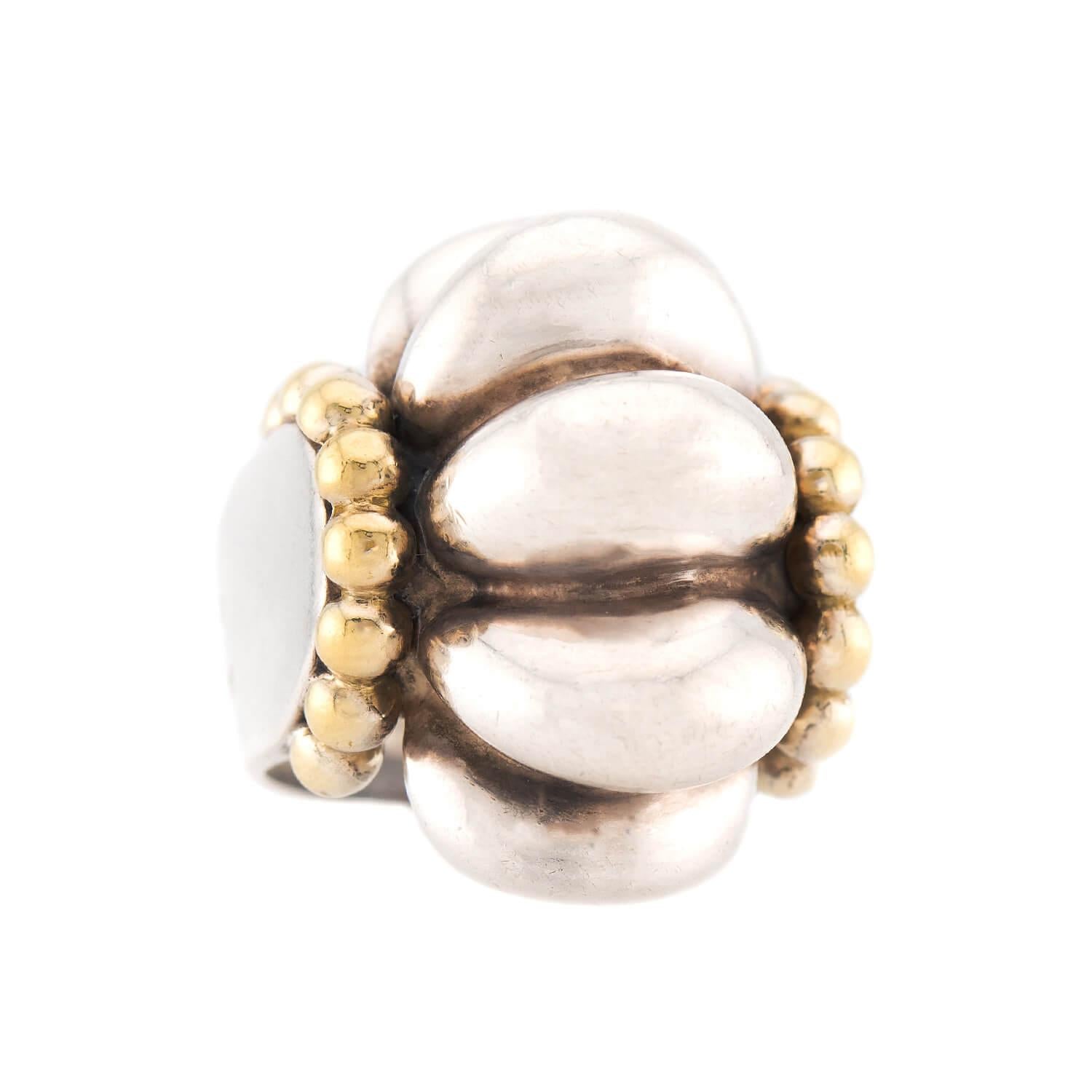 LAGOS Estate 18k/Sterling Silver Bubble Ring & Earring Set