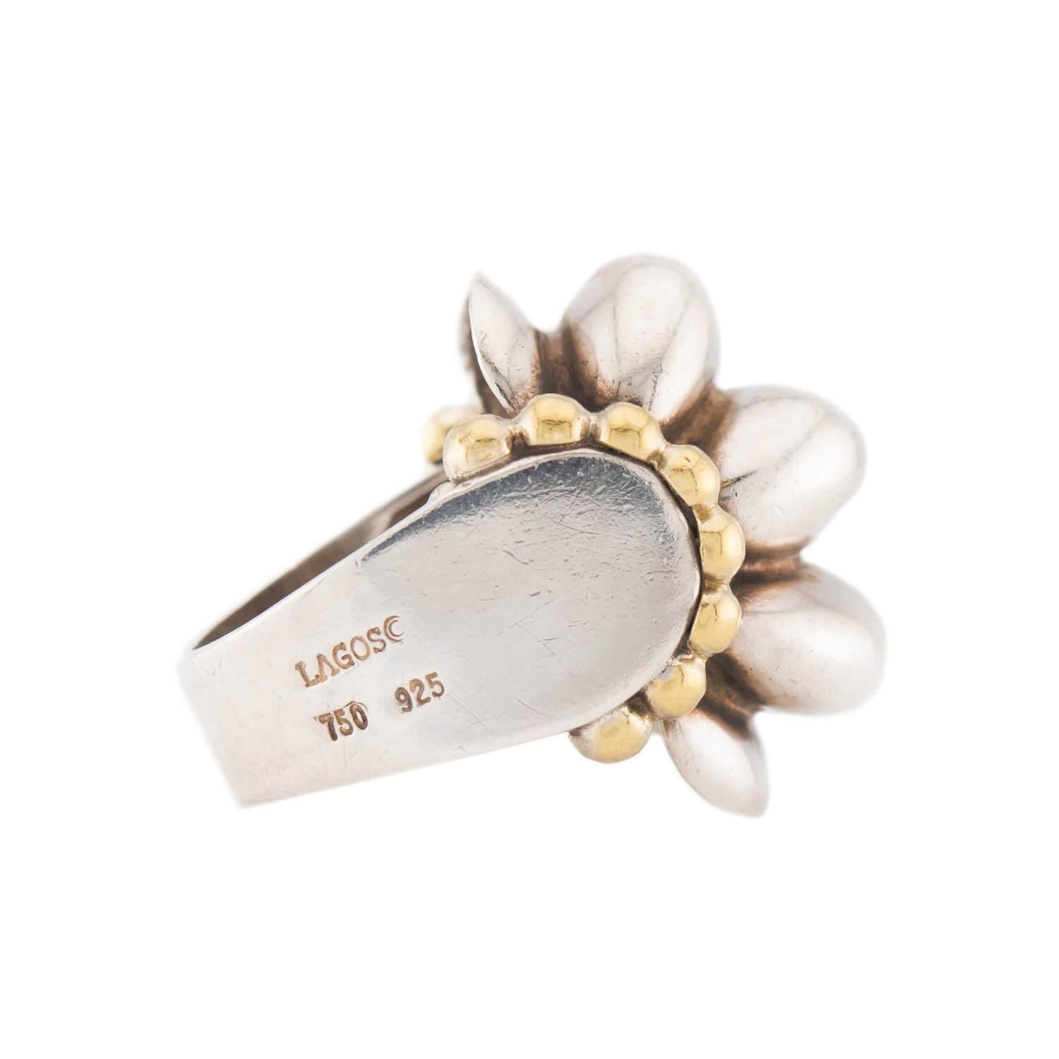 LAGOS Estate 18k/Sterling Silver Bubble Ring & Earring Set