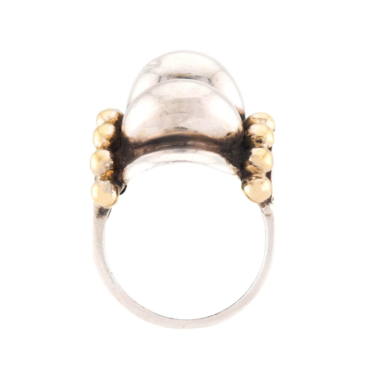 LAGOS Estate 18k/Sterling Silver Bubble Ring & Earring Set