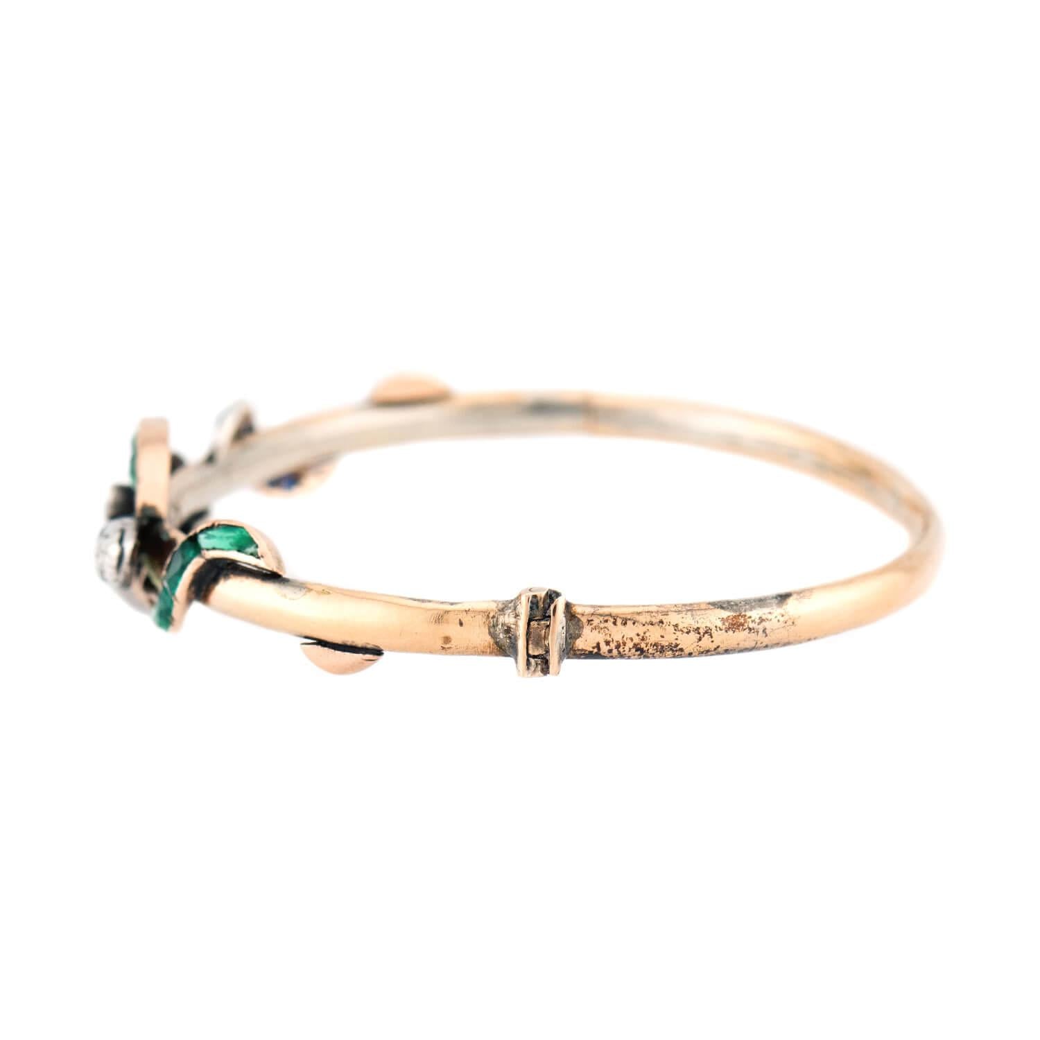 Victorian 10k/Sterling Silver "Emerald & Sapphire" Snake Bracelet