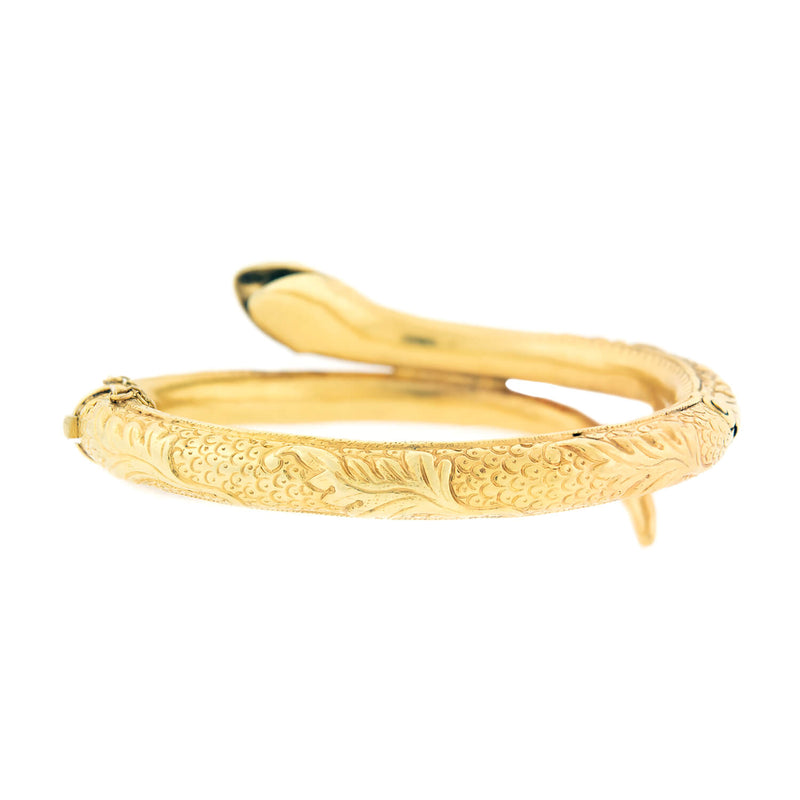 Victorian 14k Hinged Snake Bangle Bracelet 32.8g