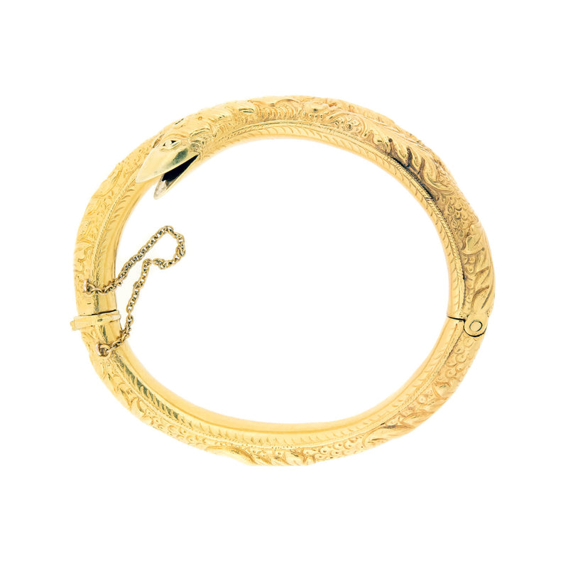 Victorian 14k Hinged Snake Bangle Bracelet 32.8g