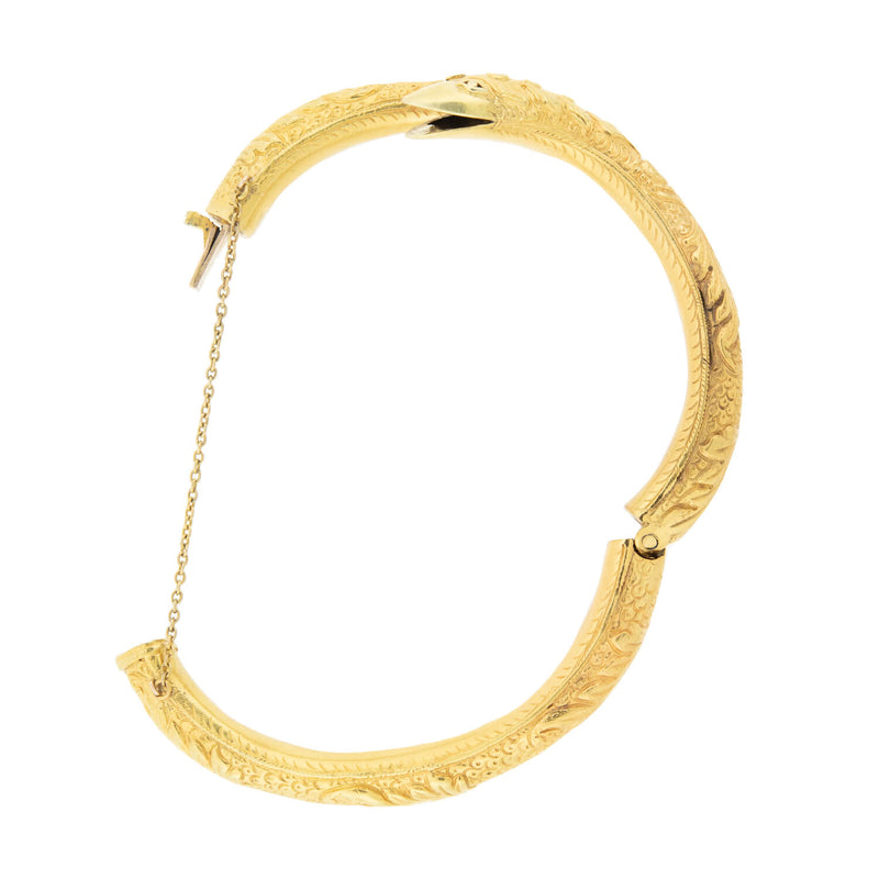 Victorian 14k Hinged Snake Bangle Bracelet 32.8g