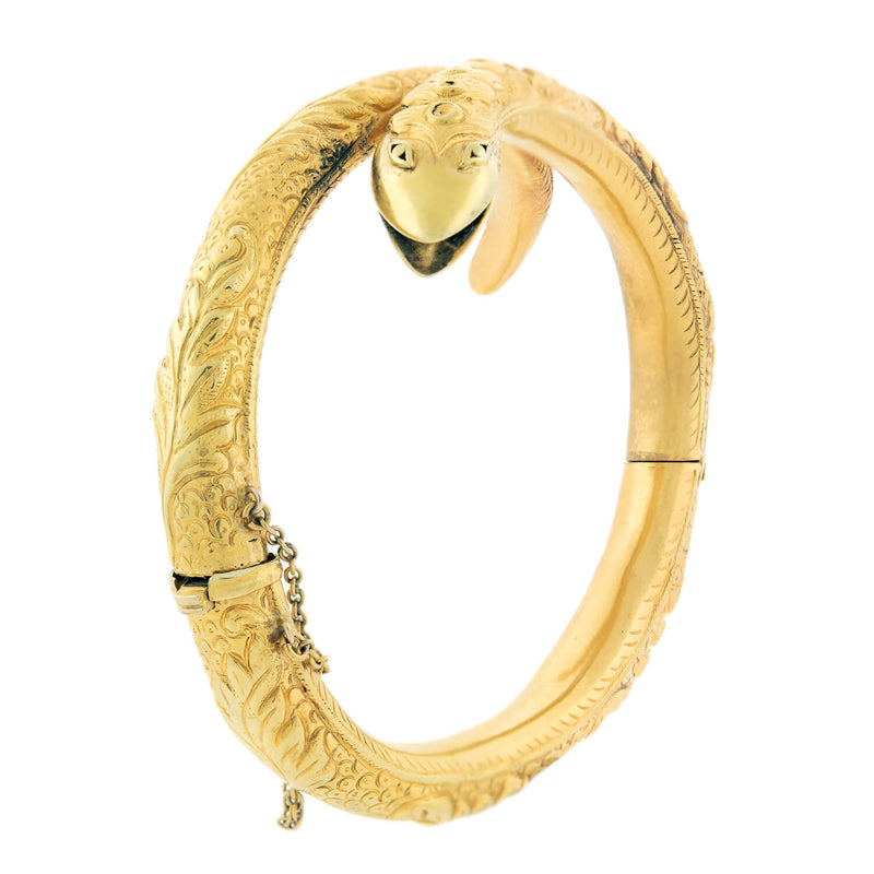 Victorian 14k Hinged Snake Bangle Bracelet 32.8g