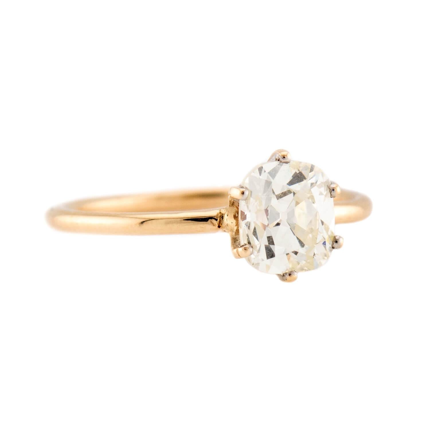 Victorian 14k GIA Diamond Engagement Ring 1.02ct