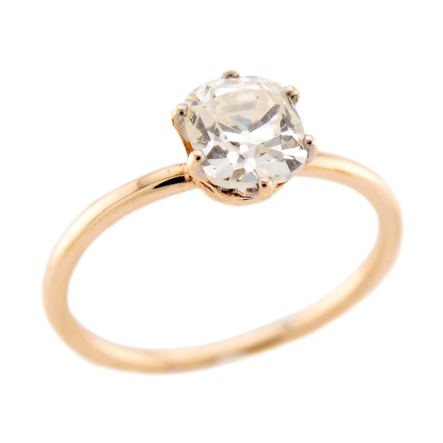 Victorian 14k GIA Diamond Engagement Ring 1.02ct