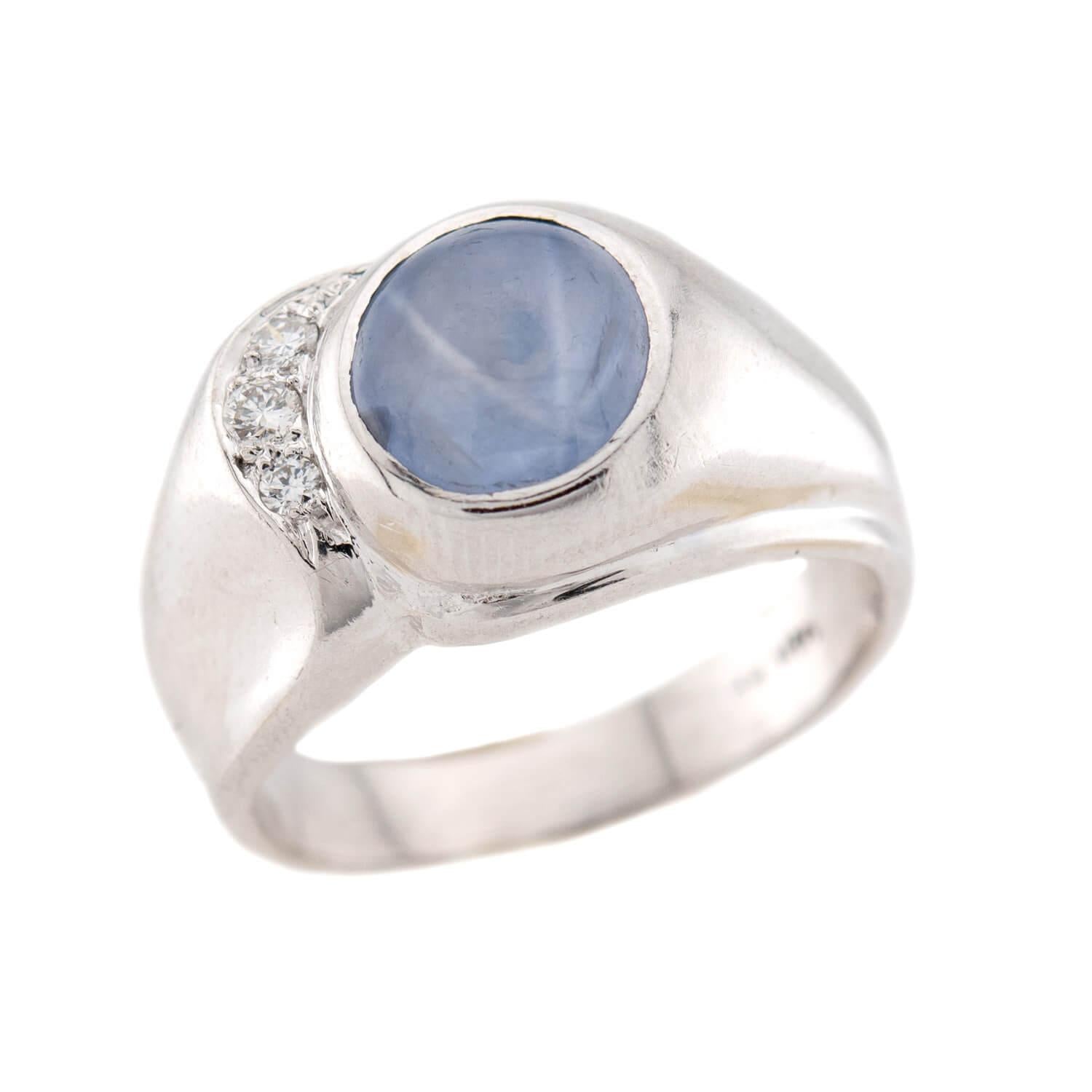 Estate 14k Star Sapphire & Diamond Ring