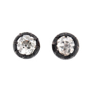 Victorian 14k/Sterling Silver Diamond Stud Earrings