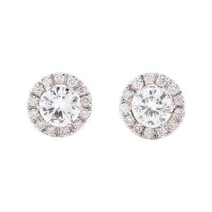 Estate Platinum Diamond Halo Stud Earrings 1ct